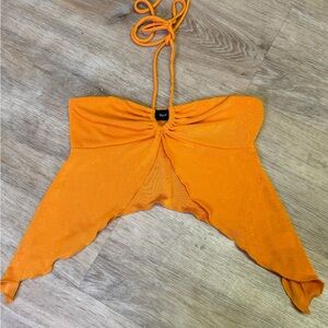 Vibrant Orange Halter Crop Top